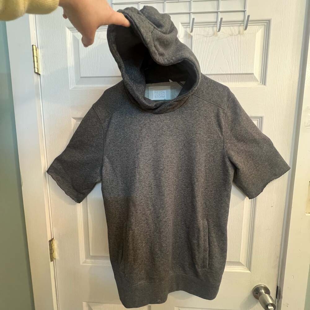 REIGN + STORM Men's XL Charcoal Heather Short Sleeve Pullover Hoodie wSide Zips